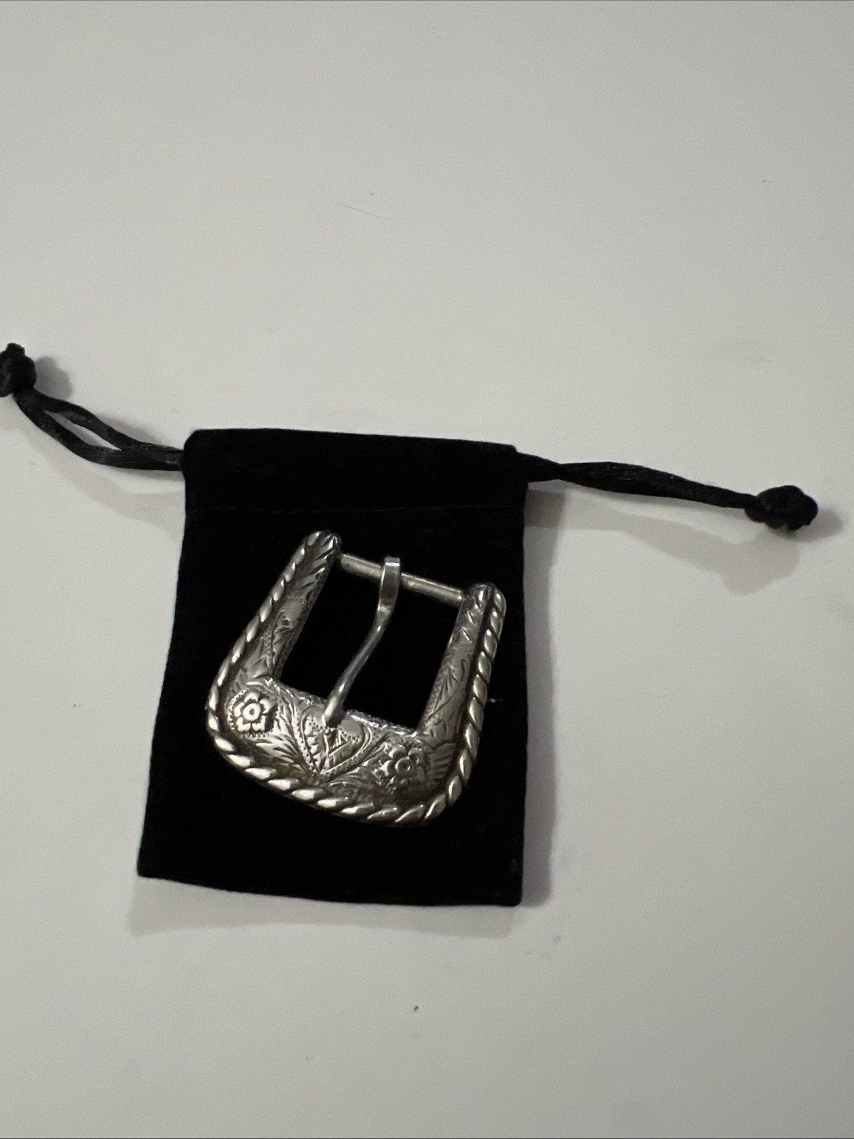 VINTAGE STERLING SILVER KEYSTON BROS FLORAL ORNATE BELT BUCKLE REPLACEMENT SMALL