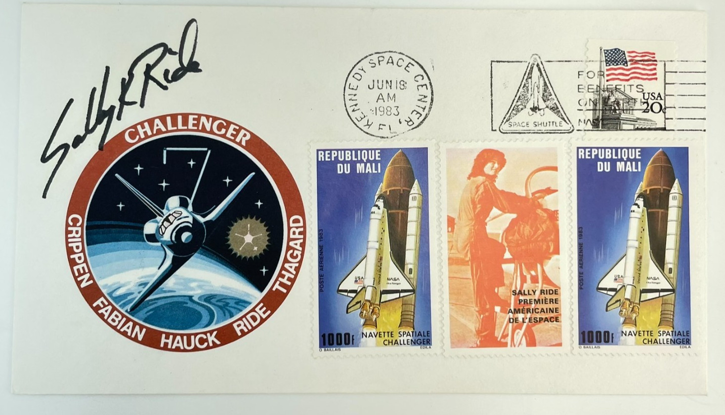 Vintage Sally Ride Signed STS-7 Space Shuttle Challenger Postal Cover