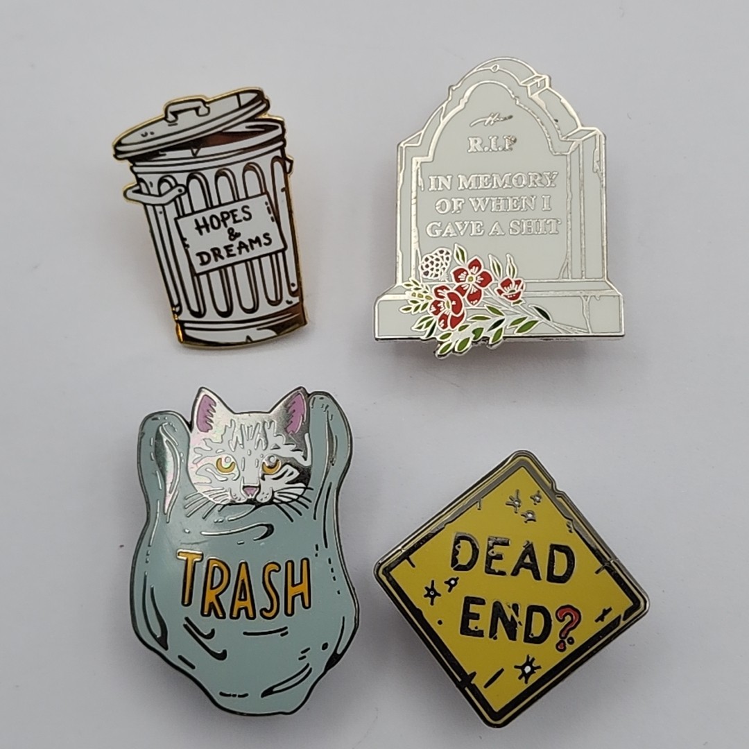 STRIKE GENTLY CO Enamel Pins Lot of 4 OOP Rare Funny Cool HANDMADE