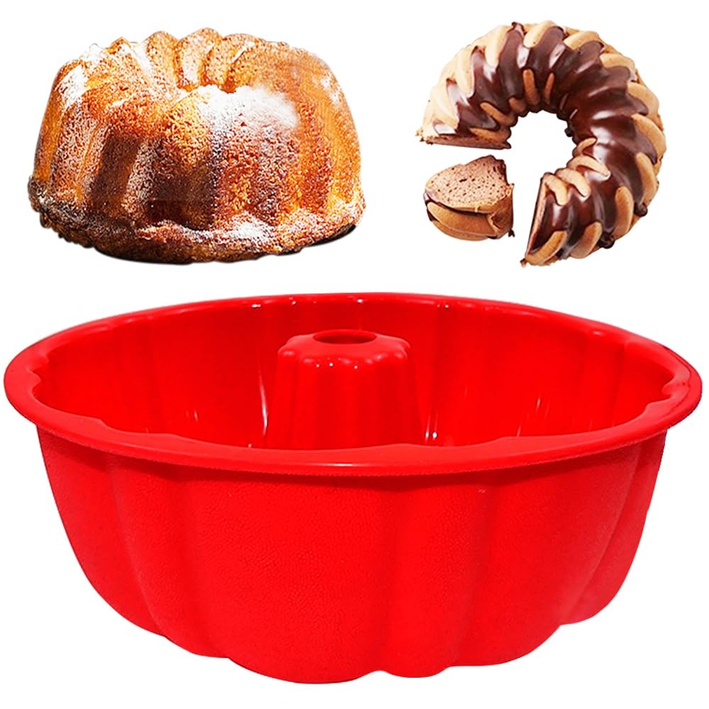 10 Inch Round Silicone Cake Pan, Non-Stick Silicone Baking Mold, Bakeware for...