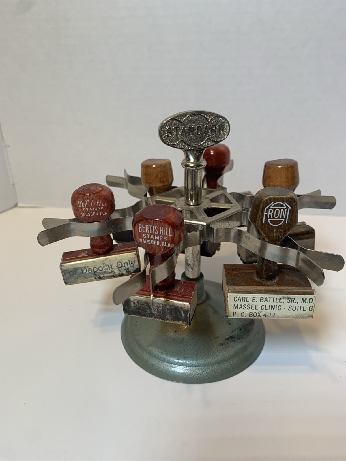 Vintage Dr Carl E. Battle., Sr, Fitzgerald, Ga.  6 Slot Rubber Stamp Carousel