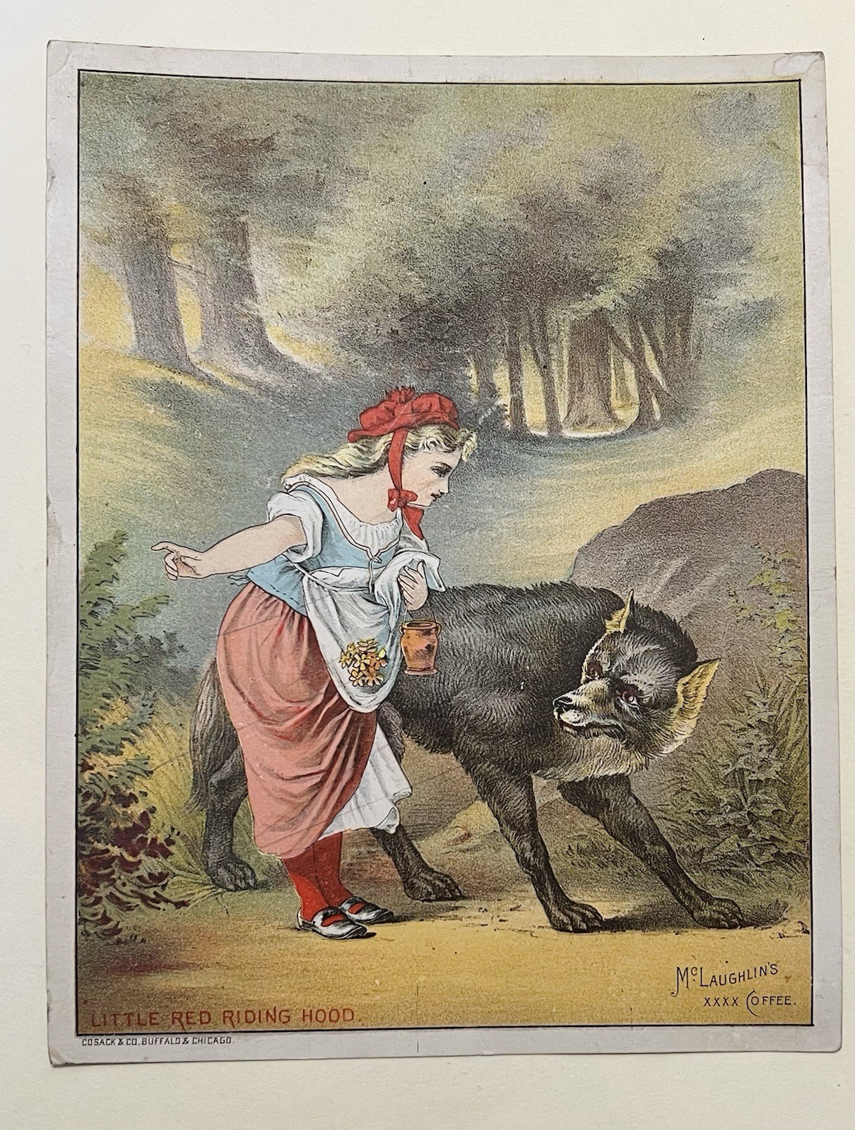 SCARCE Victorian Trade Card Little Red Riding Hood 1890 McLaughlin XXXX Coffee