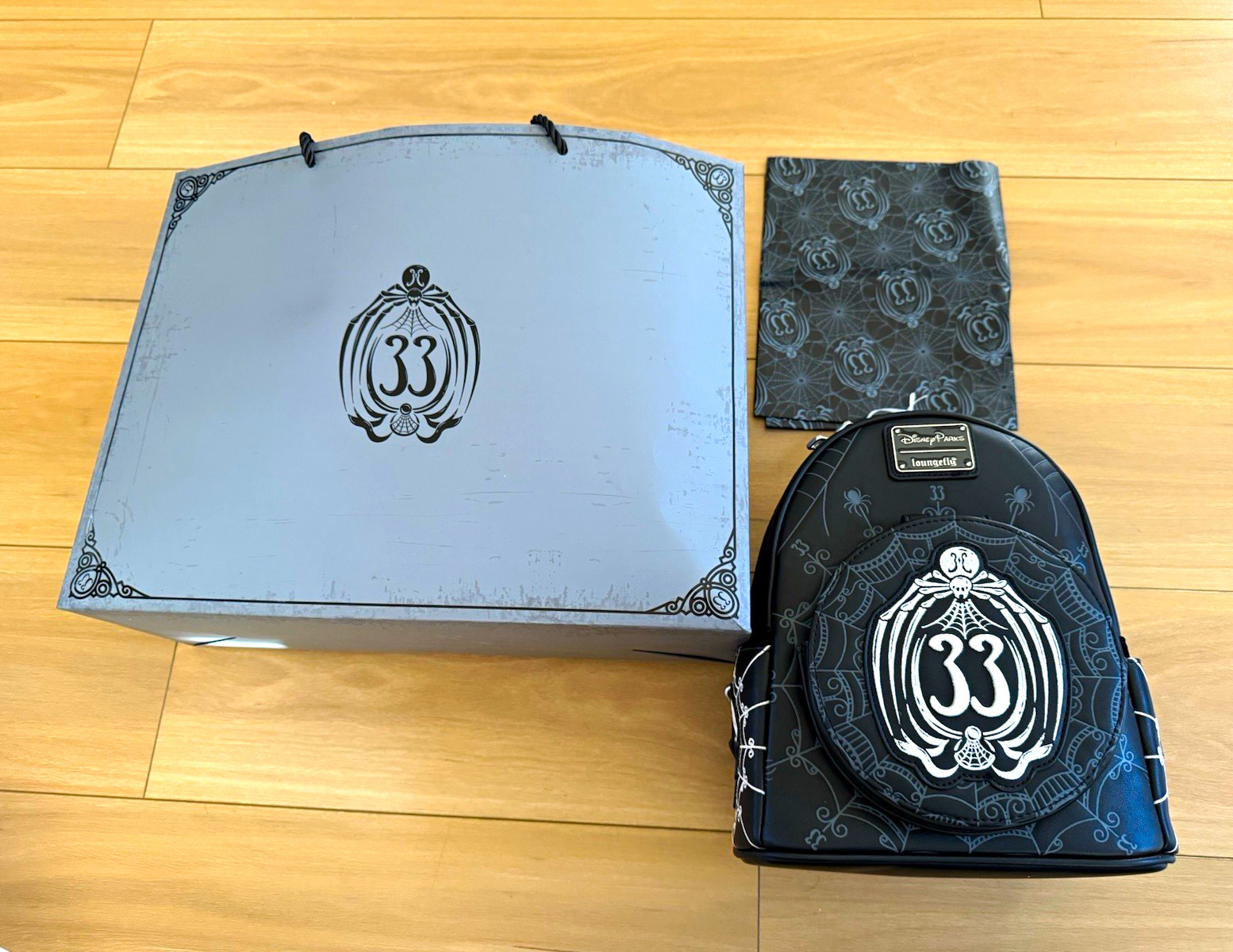 Loungefly Disney Haunted Mansion Club 33 Backpack Glow in the Dark. W/ Gift Bag