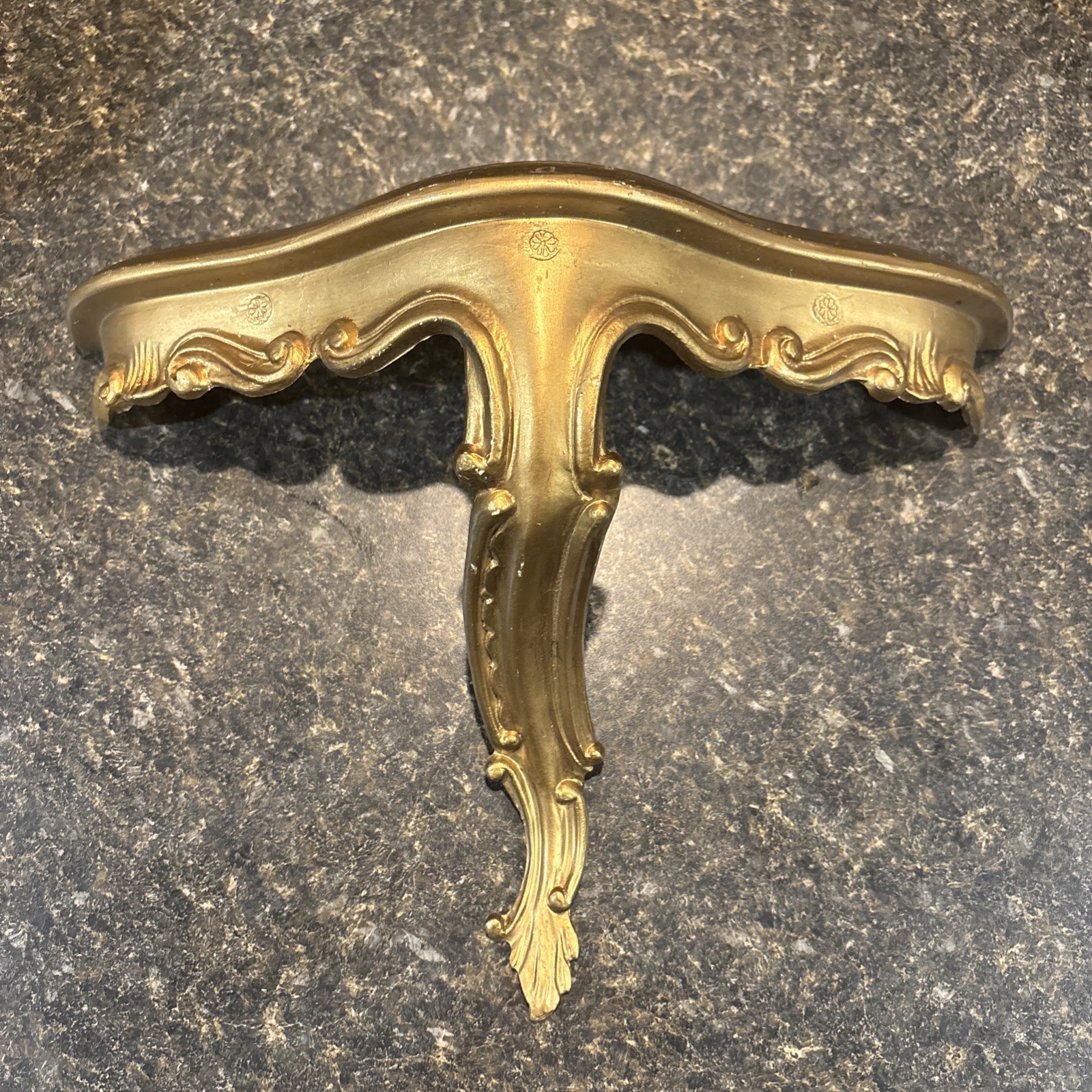 Vintage Italian Florentine Gold Gilt Rococo Hollywood Regency Wood Shelf 10”x14”