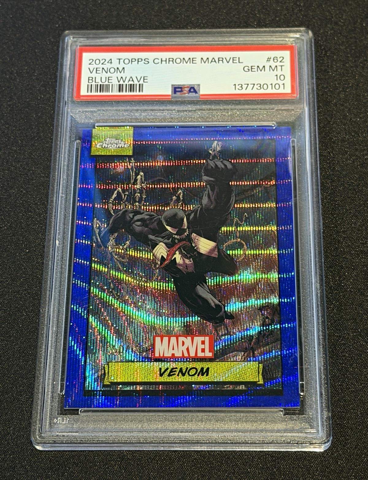 Topps 2024 Chrome Marvel Venom #62 Blue Wave PSA 10 GEM MT 137730101