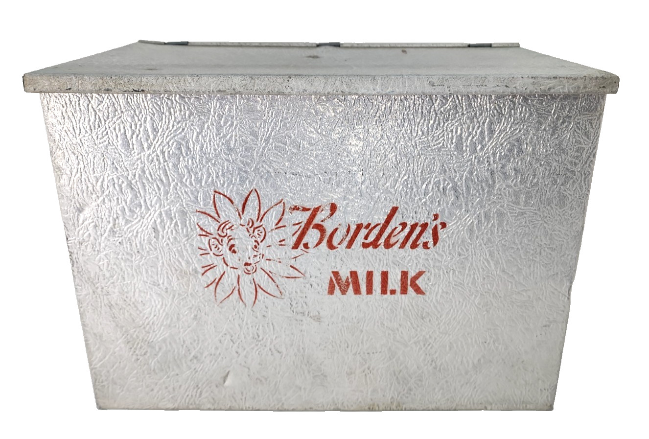 Vintage Borden’s Metal Milk Man Porch Box Dairy Elsie Cow Cooler Crate Insulated