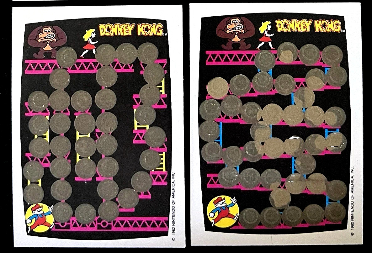 1982 Topps Donkey Kong Scratch-Off cards complete set of 2 unused Super Mario