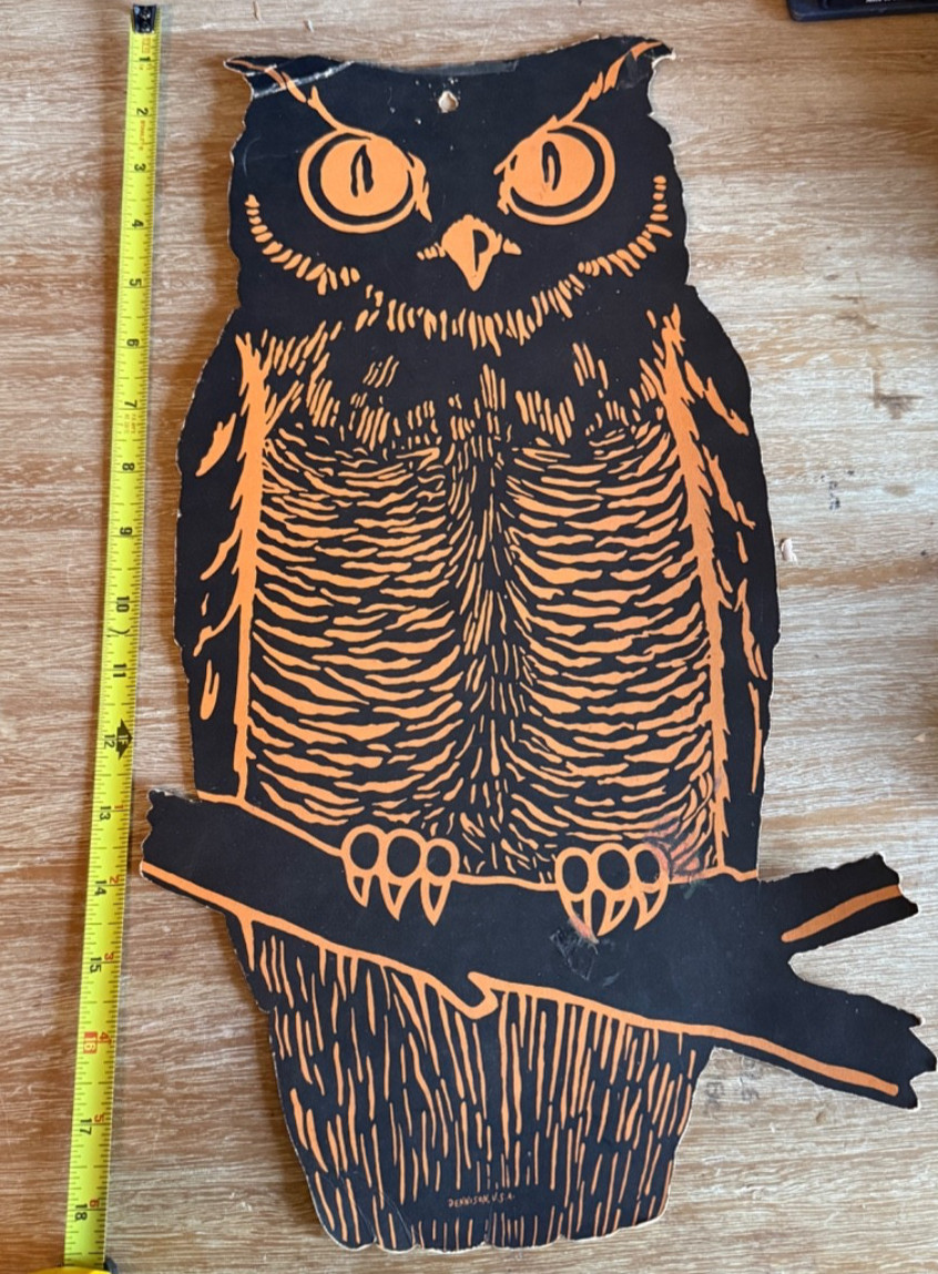 Early Dennison Halloween Large Owl Die Cut