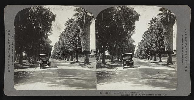 Photo:Riverside California 1912 Magnolia Avenue Auto Stereo View