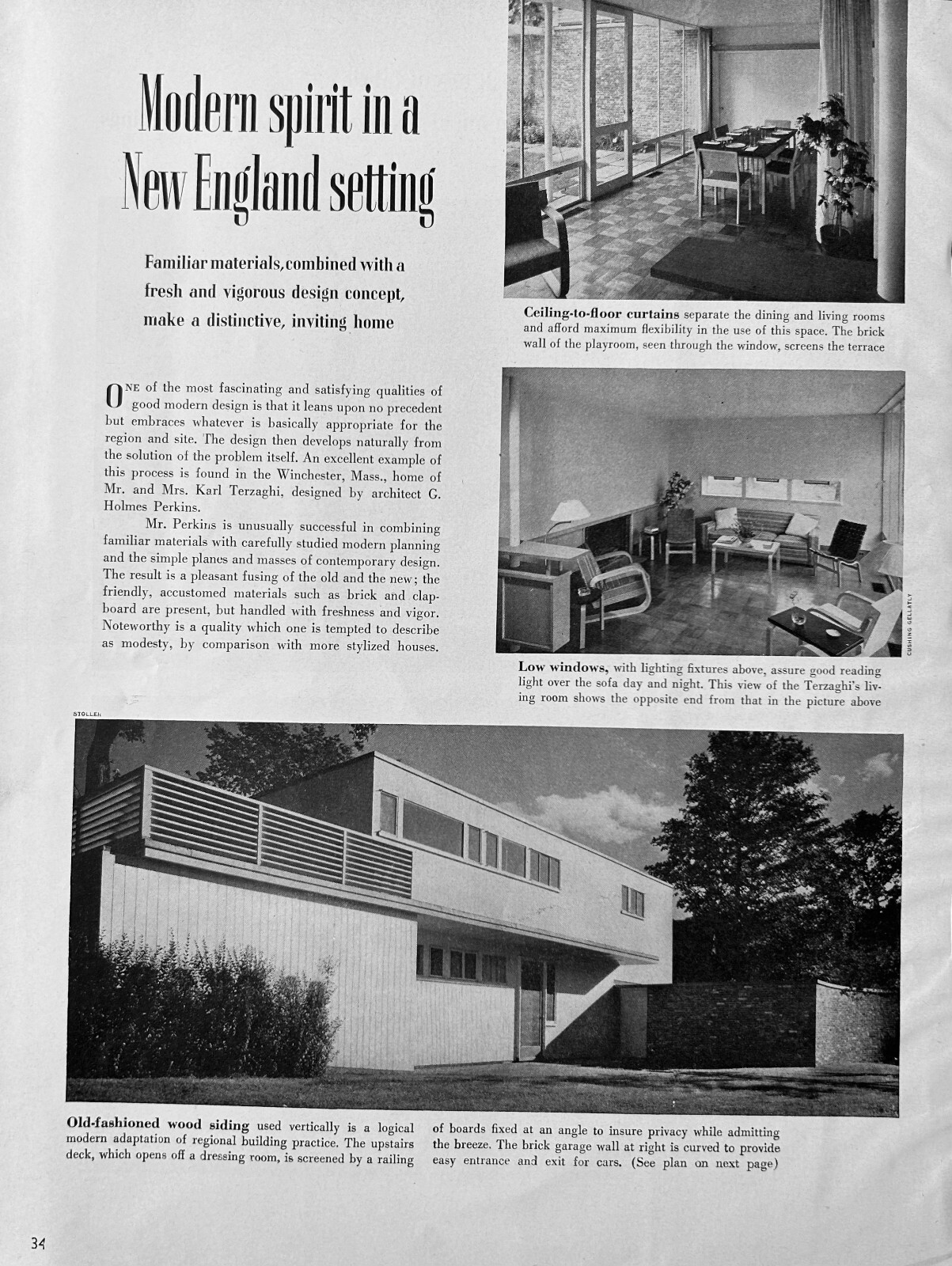 Karl Terzaghi Home 1942 Winchester MA G. Holmes Perkins Architect 2 Pages Pics