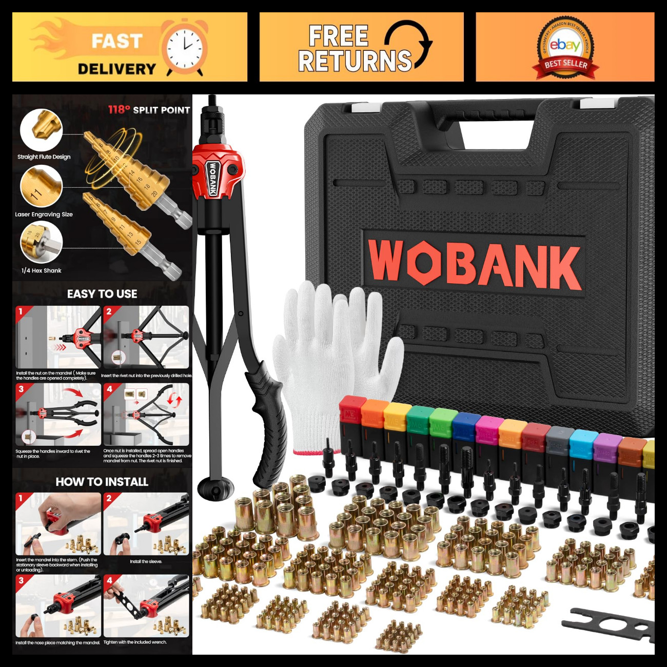 Rivet Nut Tool Kit, 16