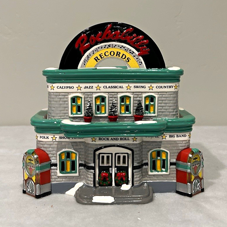 Department 56 Snow Village Rockabilly Records House Hand Painted Boxed 1996