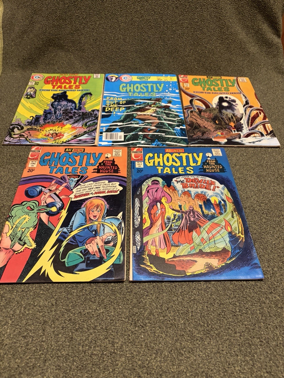 Lot Of 5 Charlton Haunted Comics; GHOSTLY TALES From The Haunted House