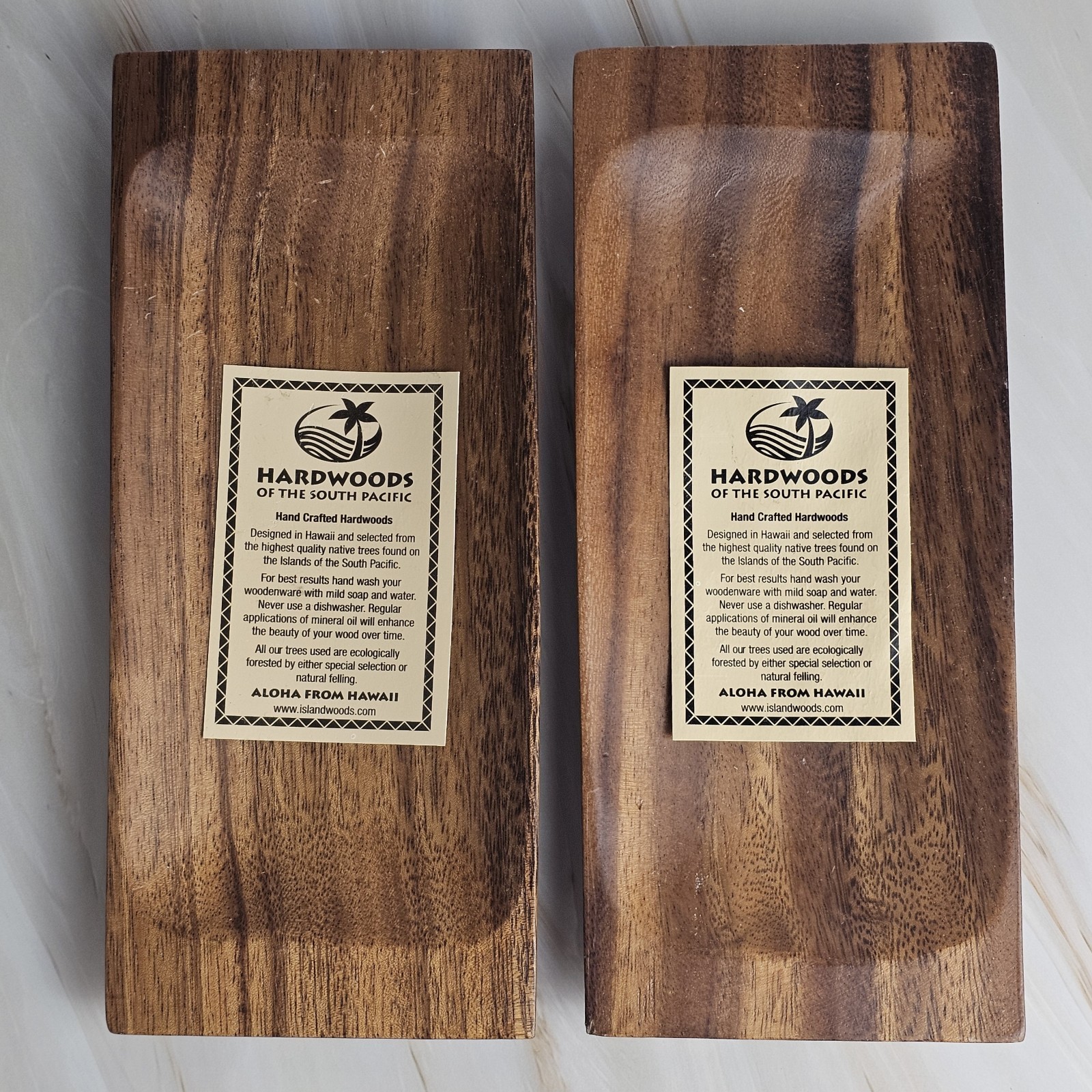Hand-crafted South Pacific Hardwood Tray Set of 2