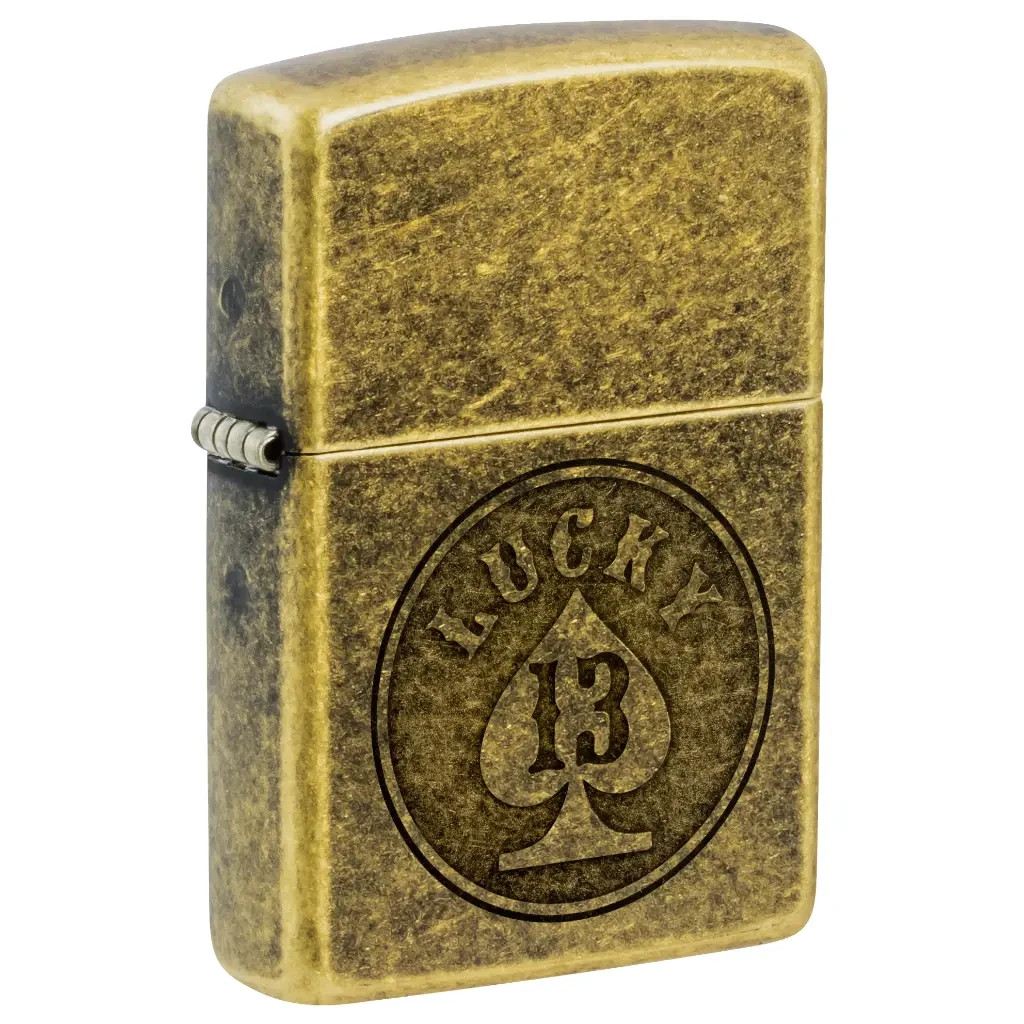 Zippo Lucky 13 Design Antique Brass Lustre 47148