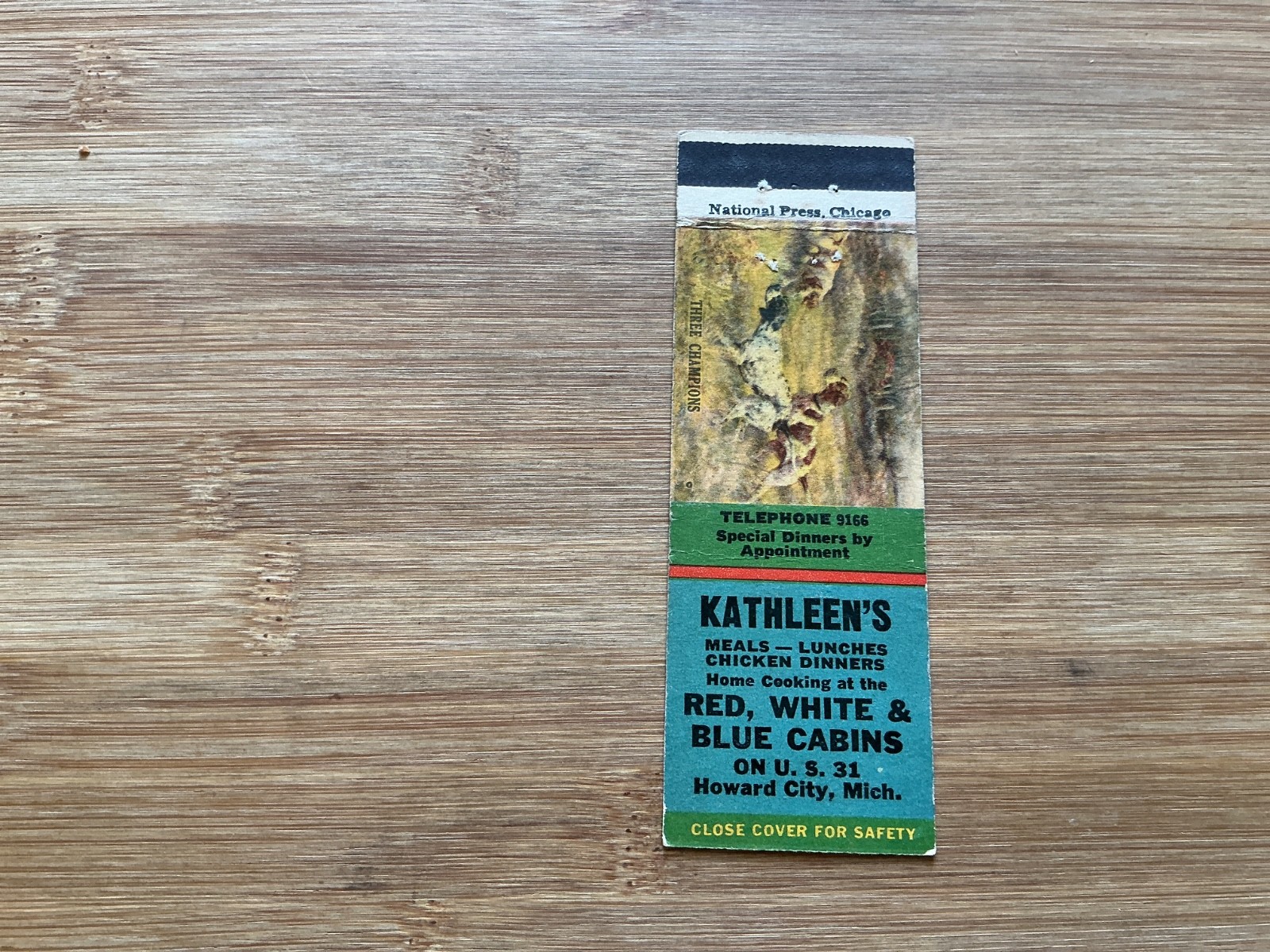 Kathleen’s Restaurant & Cabins - Howard City, Michigan Matchbook Cover