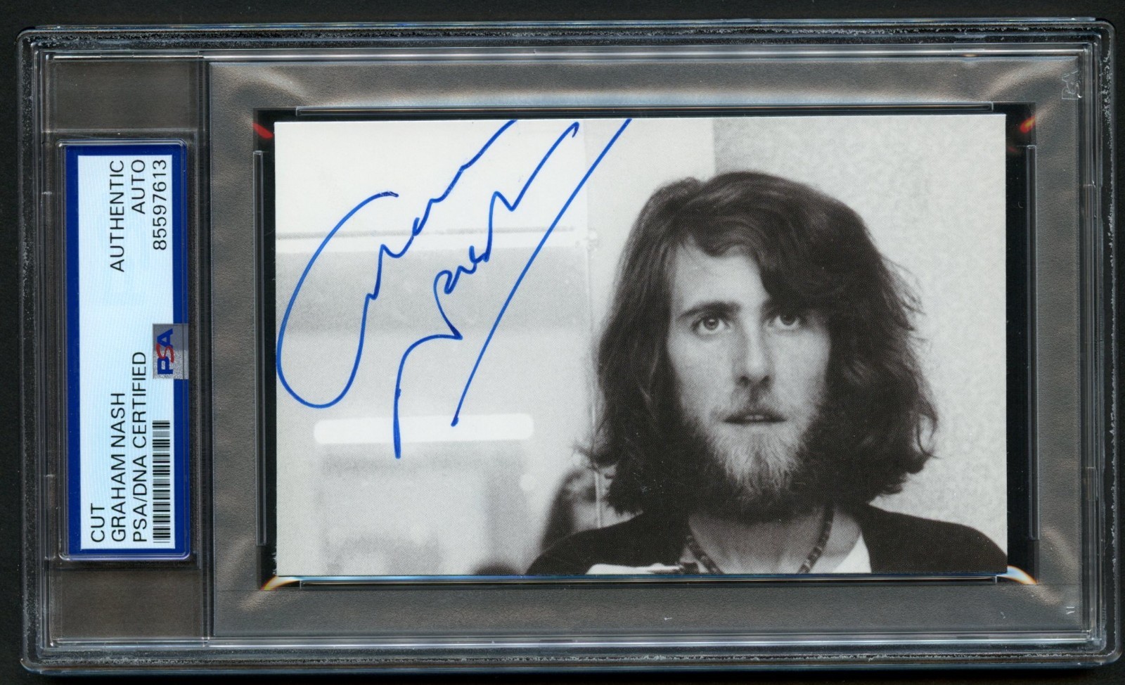 Graham Nash signed autograph 3x5 Cut Singer & Songwriter PSA Slabbed