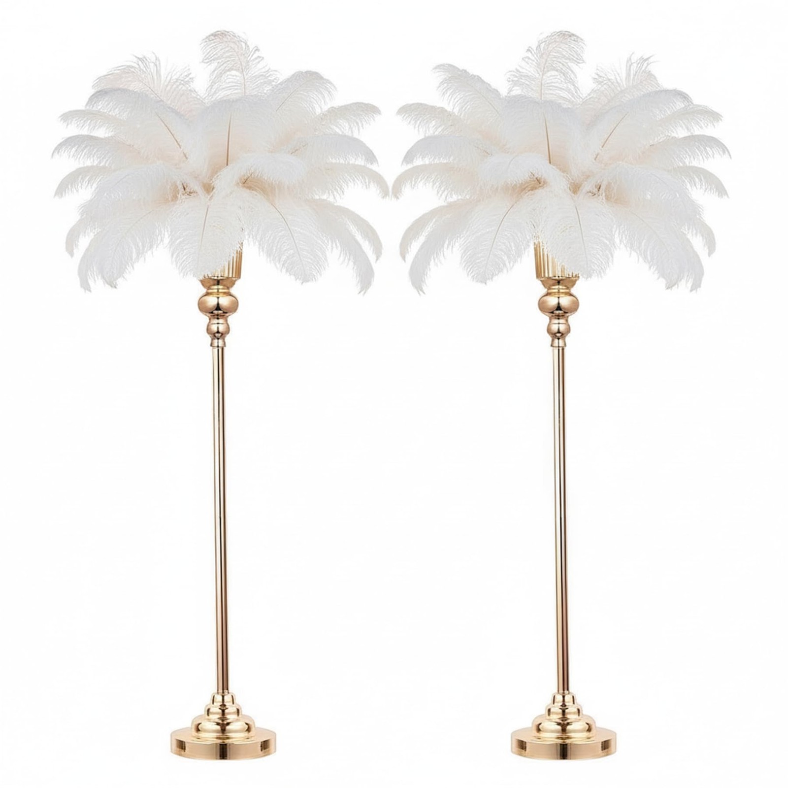 LoveCat 32.5in Metal Gold Trumpet Vases Set of 2 Wedding Centerpiece