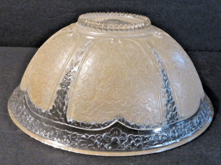 VINTAGE Art Deco Pale Pink Glass Ceiling Light Shade 3 Hole Floral Paneled 1930s