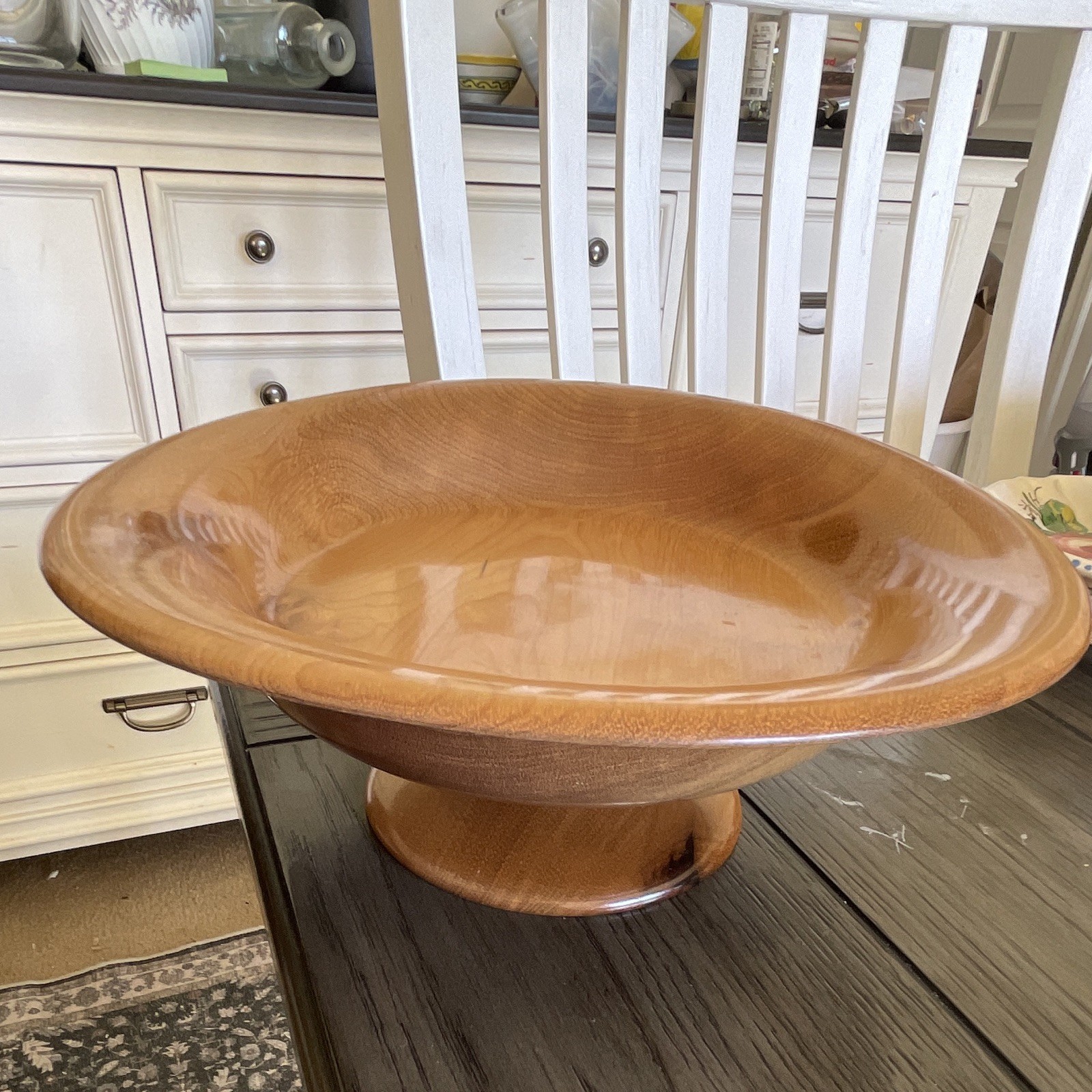 Vintage 1983 Oregon Myrtlewood Chalet Pedestal Bowl Centerpiece Footed Dish PRIS