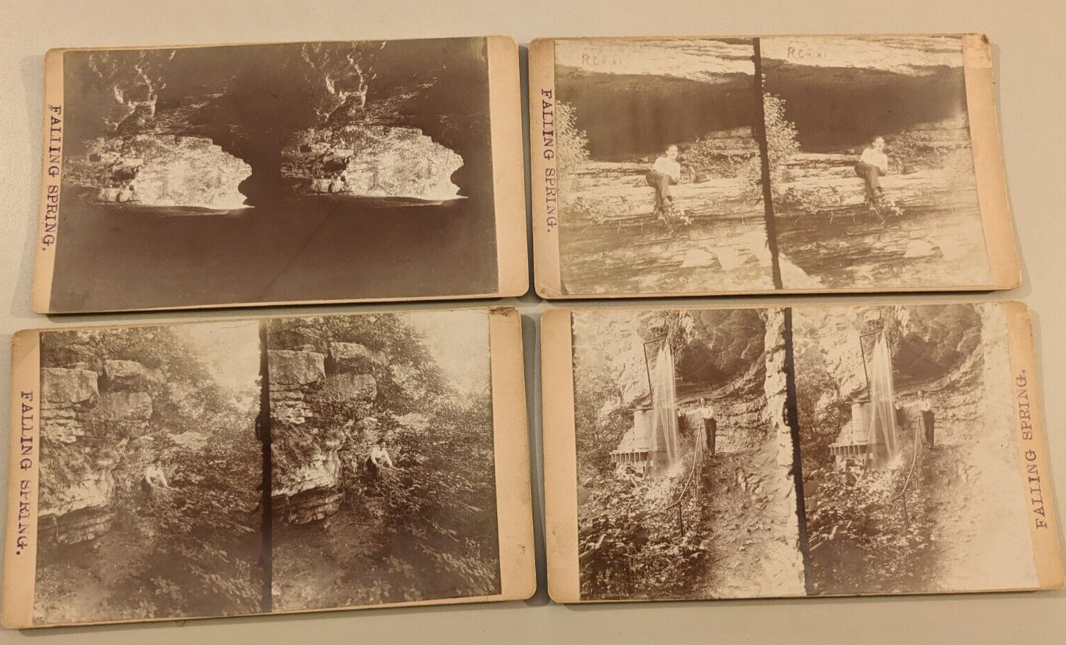 (4) Falling Spring Missouri Stereoview Photographs Ozark