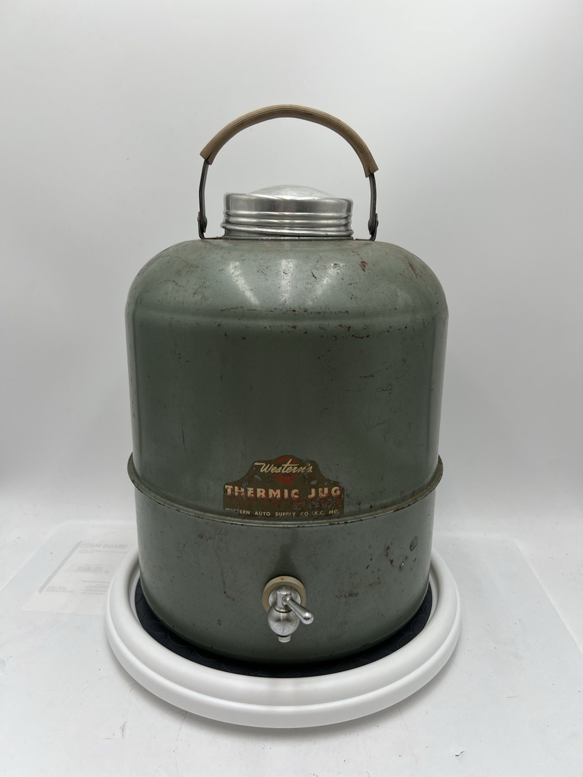 Vintage 1940s-50s Western’s Thermic Jug Western Auto Metal Water Cooler Spigot