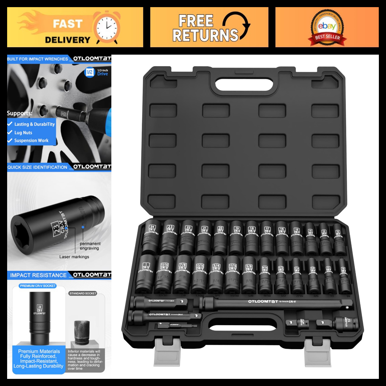 32PCS Impact Socket Set 1/2\