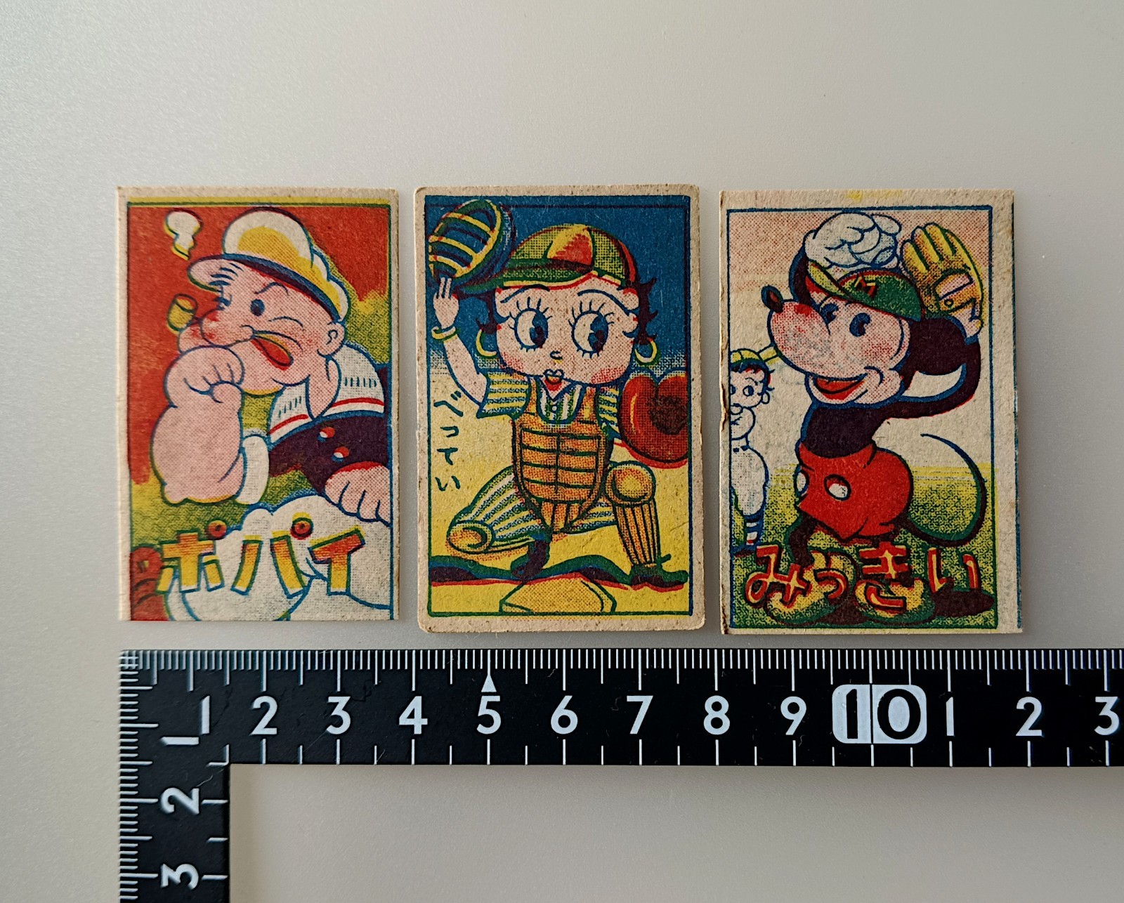 Mickey Mouse Betty Boop Popeye Vintage Menko 3 cards 1948 Japanese Tracking