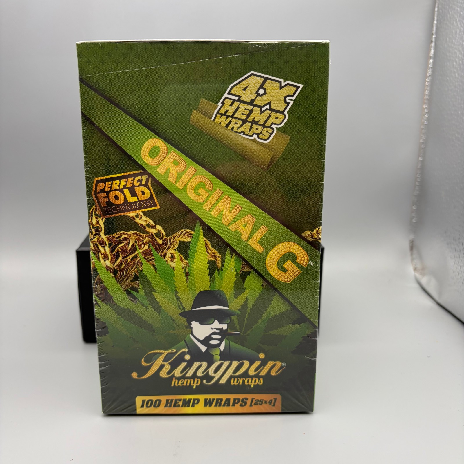 1 Box 25 Packs KINGPIN Original OG Perfect Fold Wraps 4 Per Pack 