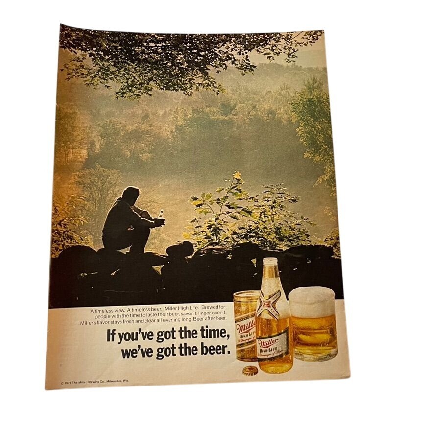 1971 Miller High Life  Beer Ad Full Page Print u Vintage Original Advertisement