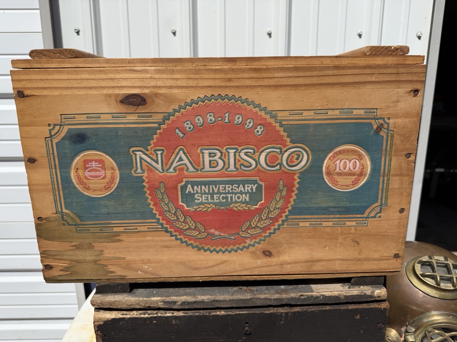 Nabisco 100th Anniversary Wooden Crate Box 1898-1998 Advertising Biscuit Co