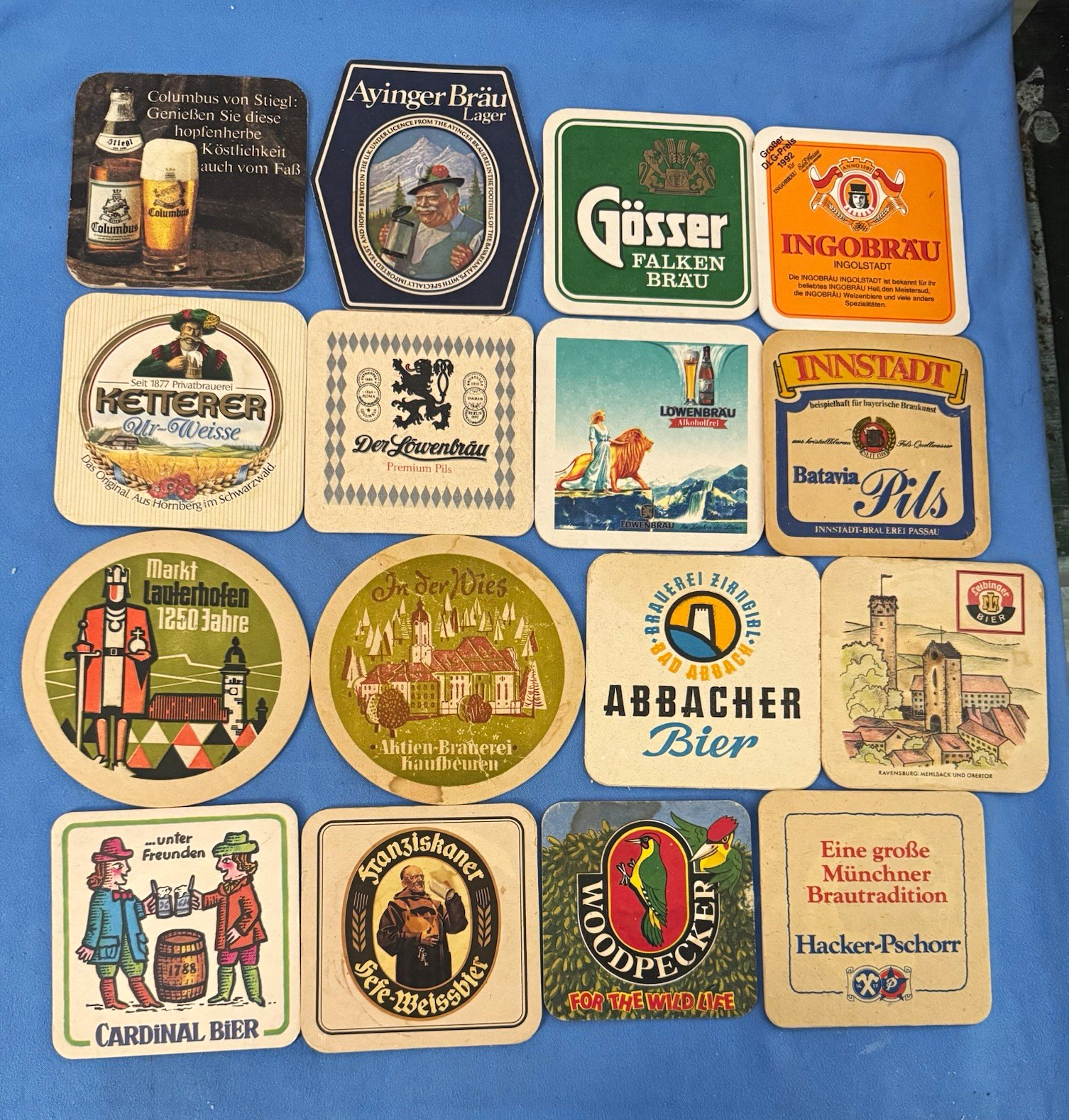 RARE Vintage Mixed European Beer Coasters Ayinger Gösser Löwenbräu Breweriana