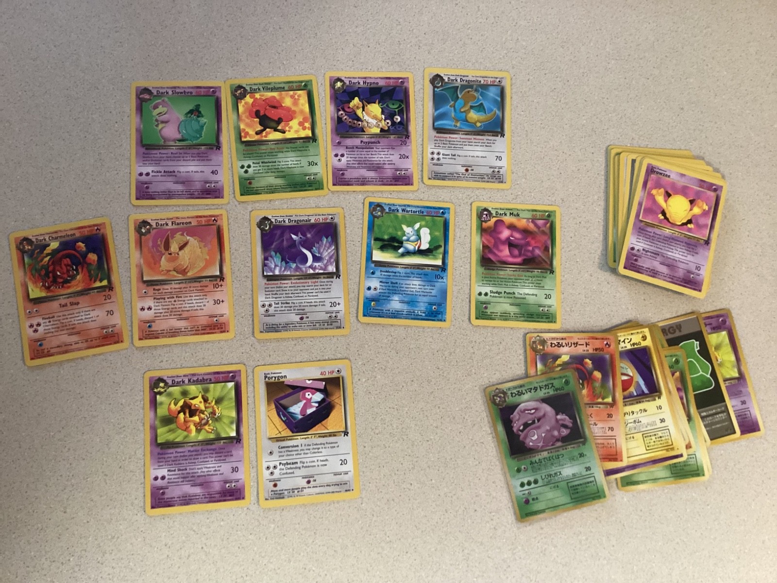 Pokemon Team Rocket Lot With Four Non-Holo Rare Dragonite 