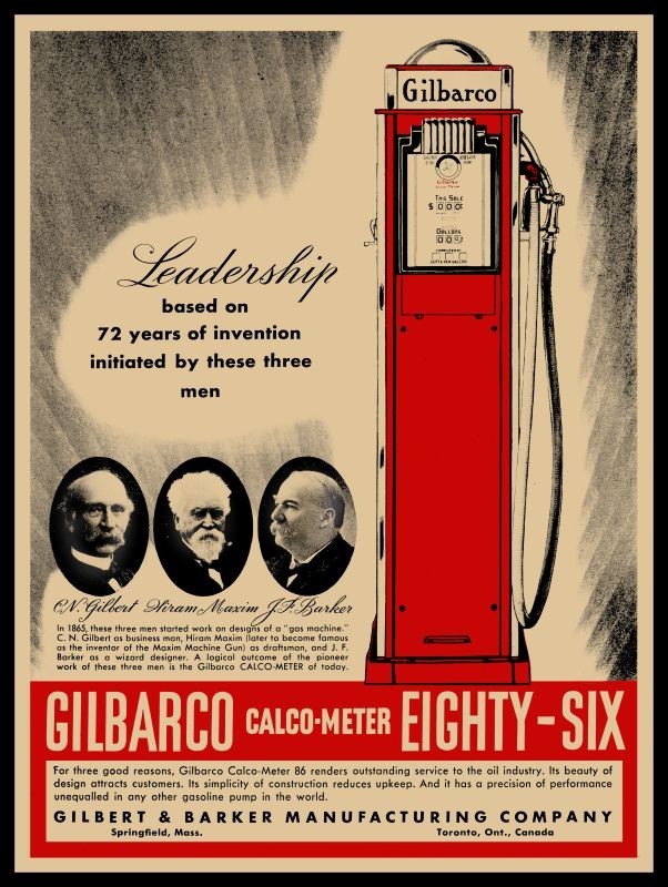 1937 GILBARCO Calco Meter 86 Gas Pump, Founder Pics New Sign: 24x30\