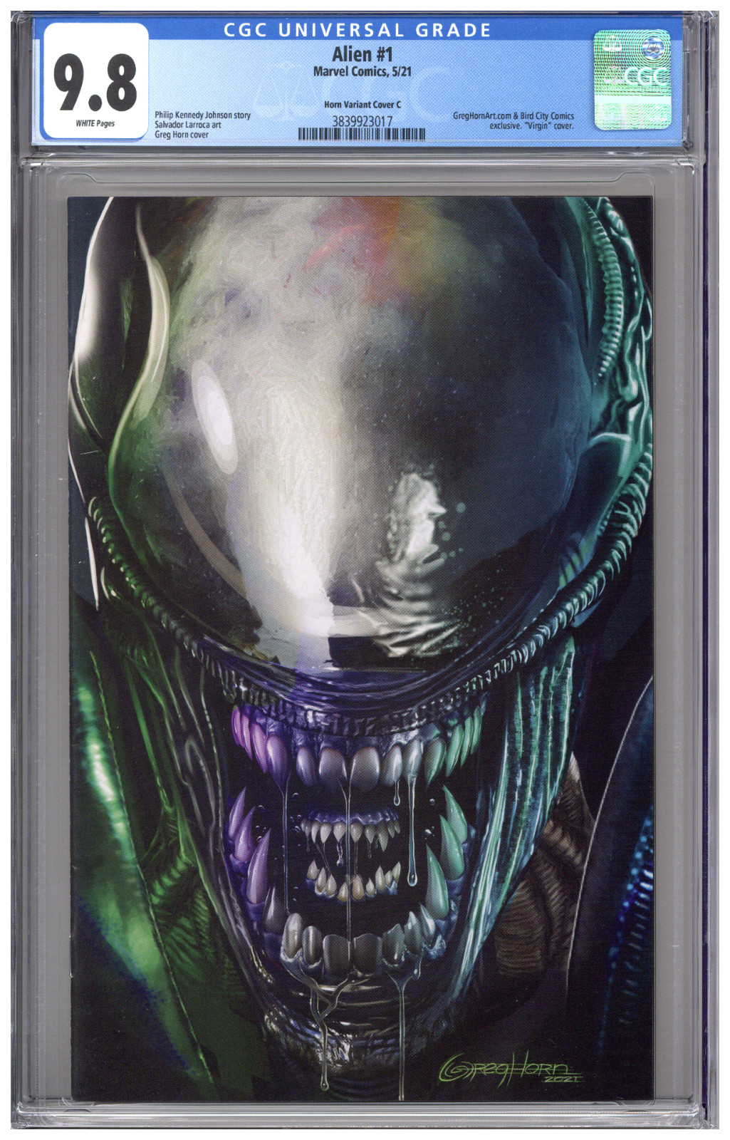 Alien #1 CGC 9.8 Greg Horn Virgin Variant Cover C Edition Bird City Comics 2021
