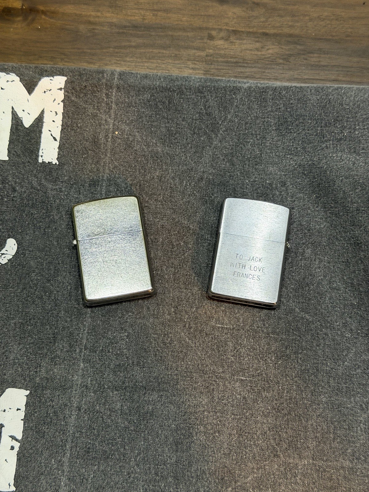 Lot 2 Zippo Lighters 1997 Engraved & 2013 Unfired W Warning Sticker