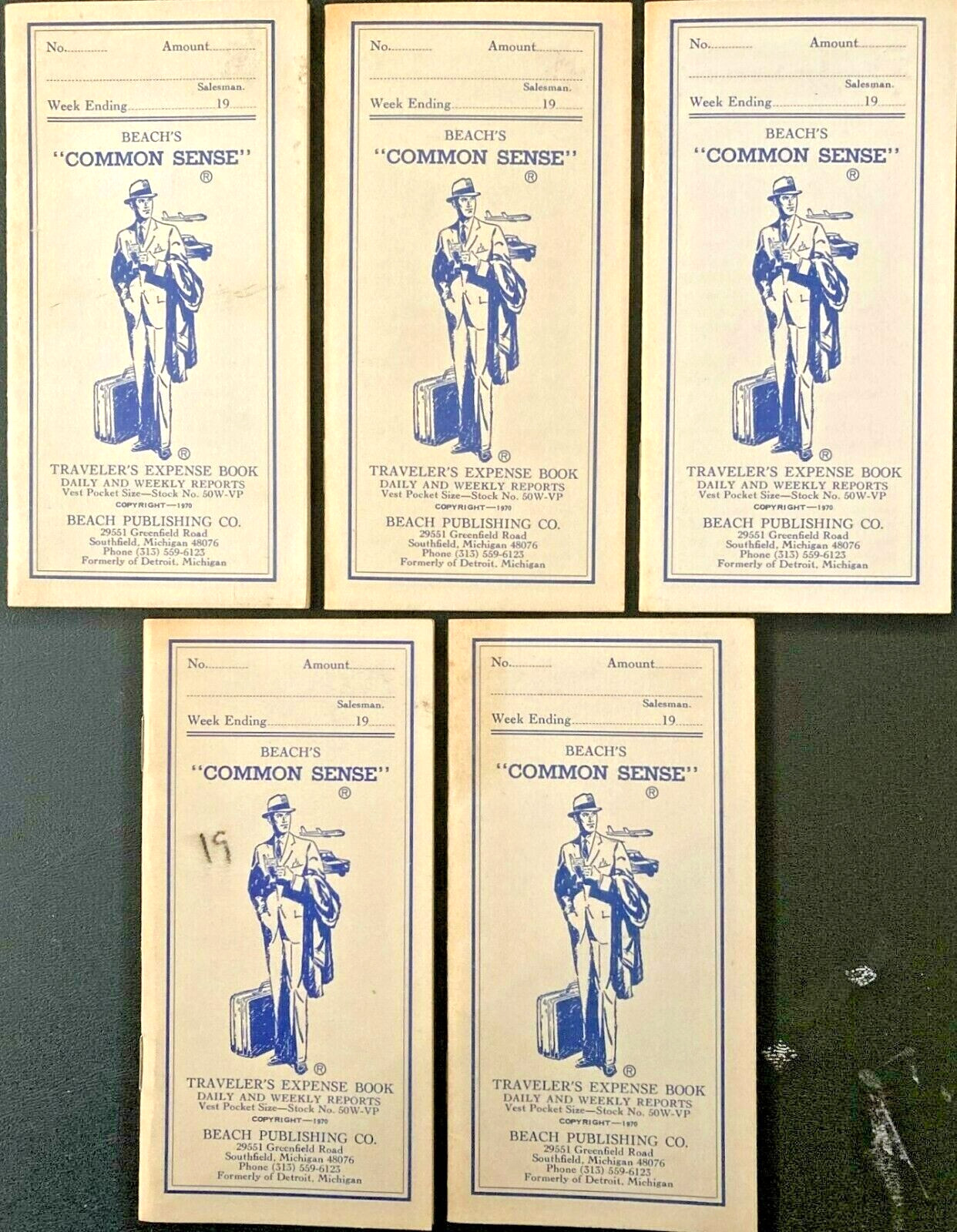 1970\'s Lot of 5 Beach\'s Common Sense Traveler\'s Expense Books - Unused