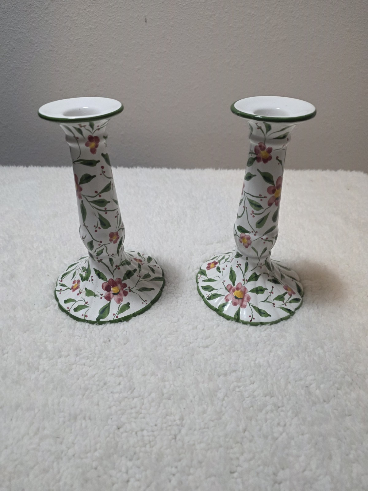 Vintage, Handpainted Candlestick Holders, Pair, PORTUGAL,  EXC, 7\