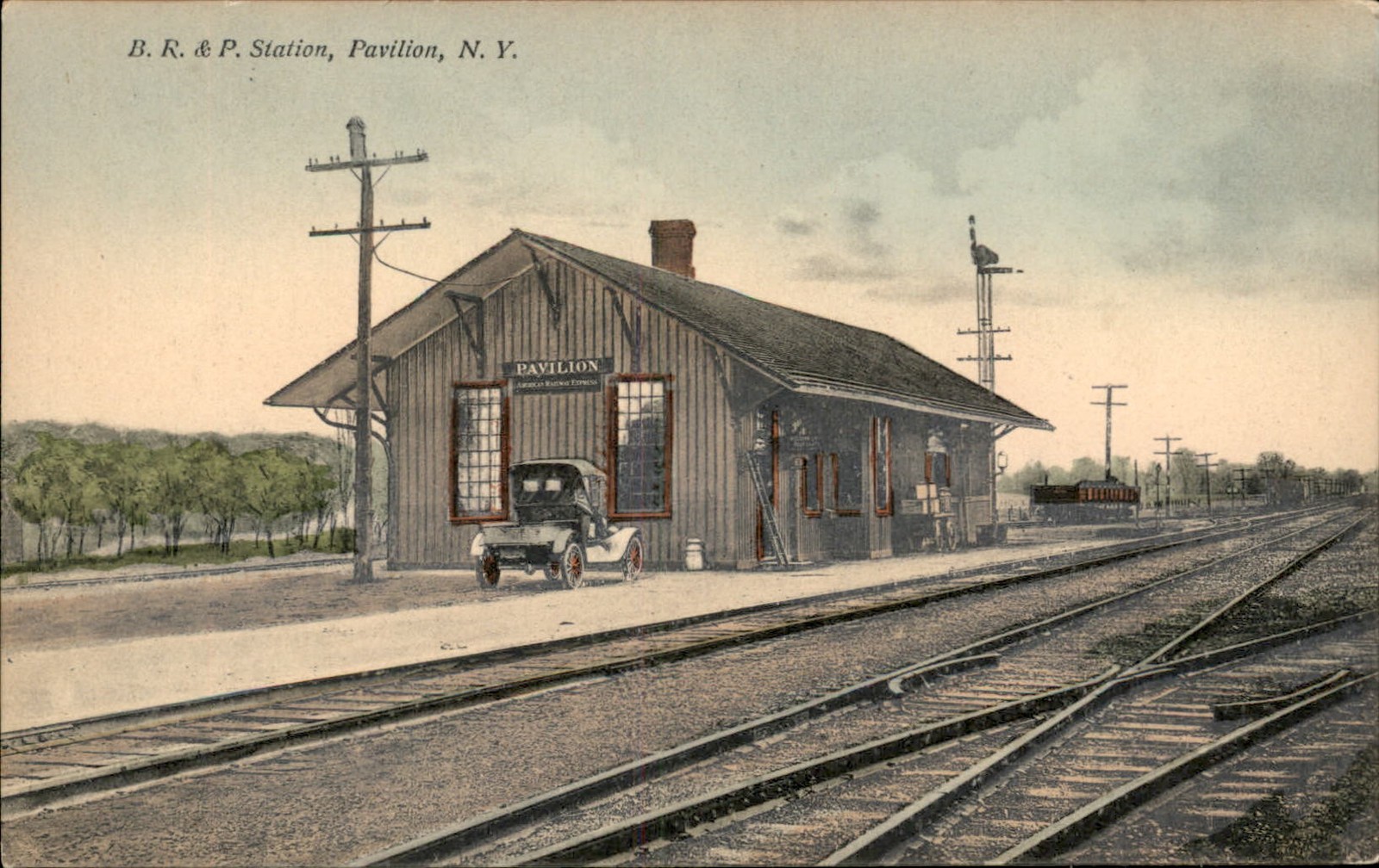 Pavilion NY B. R. & P. Station Genesee County c1900s-10s Vintage Postcard bhn