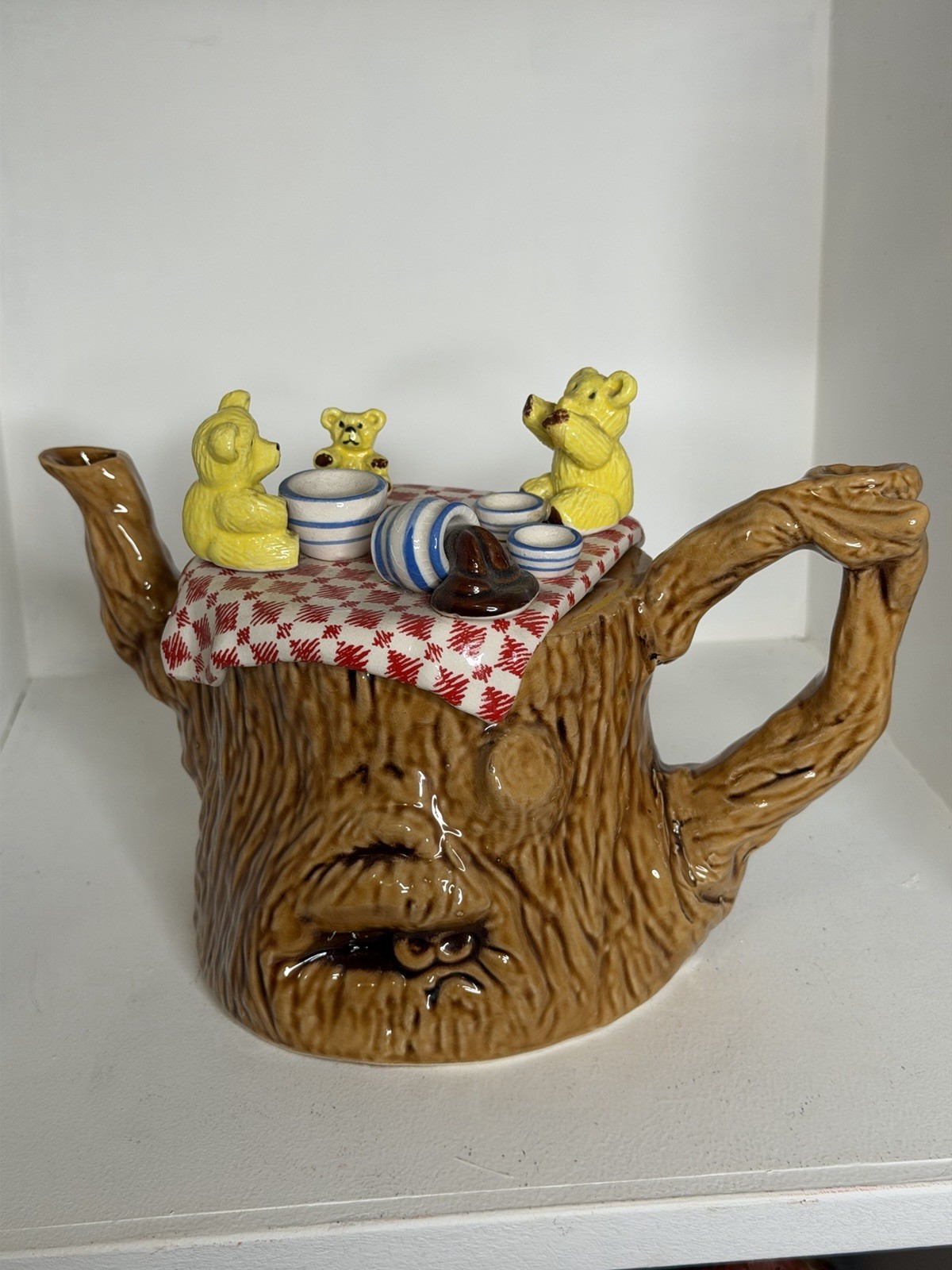 Vintage 1987 Sunshine Ceramics Teddy Bear Picnic Teapot England Rare