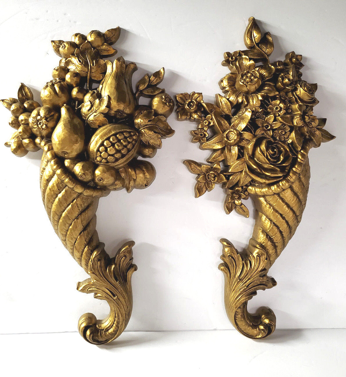 Vintage Syroco Dart Gold Cornucopia Wall Decor 1965 Mid Century Modern