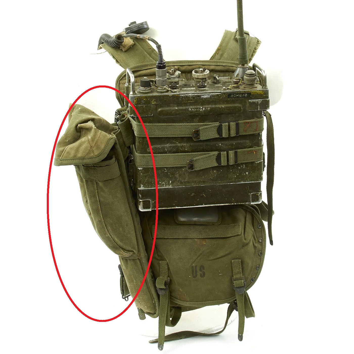 US Military Antenna Bag - CW-503 / PRC-25 - Canvas - Vietnam Military Radio