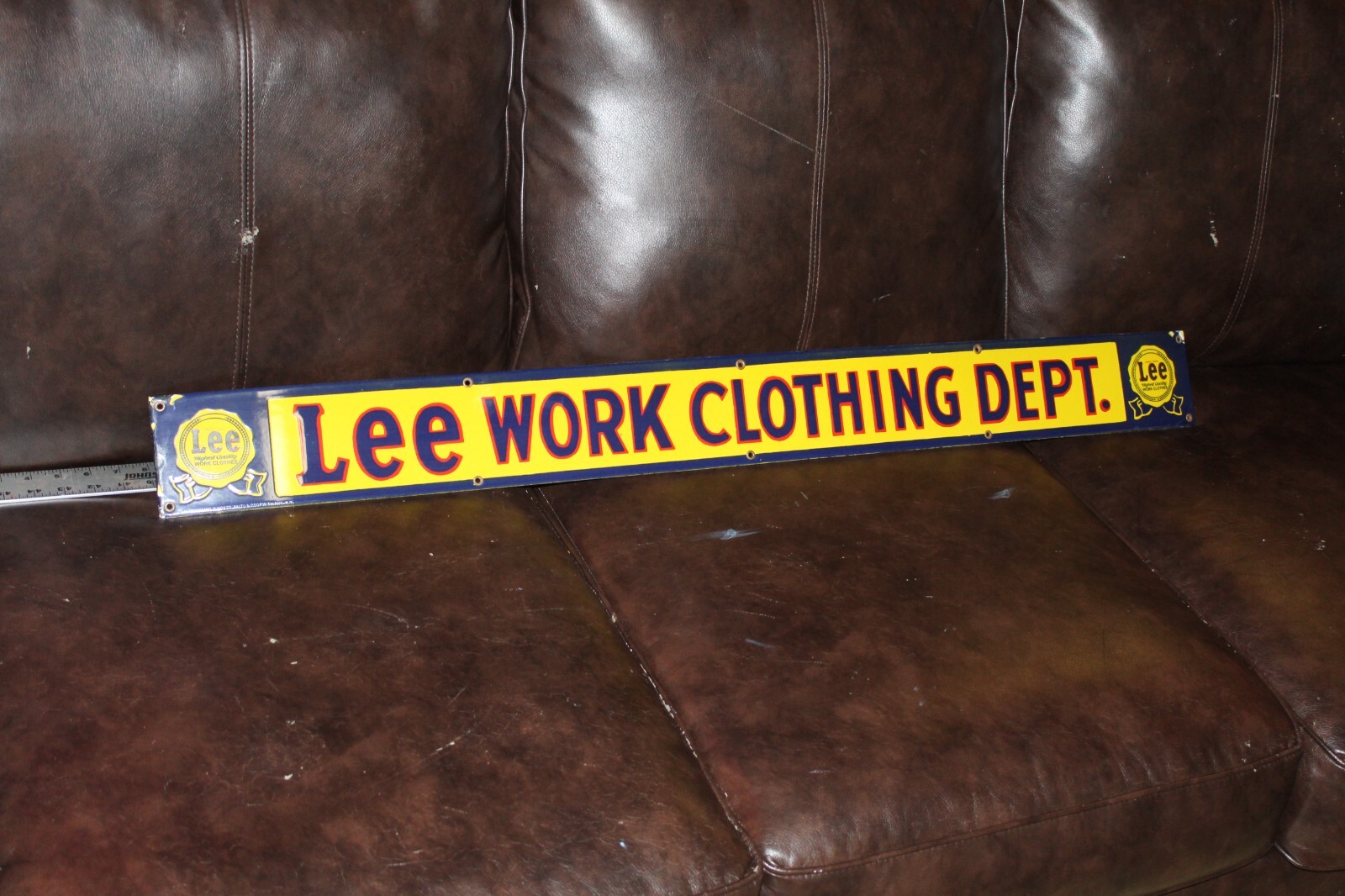 RARE LEE WORK CLOTHING STORE DISPLAY DEALER SIGN WEAR DENIM OVERALLS GAS OIL