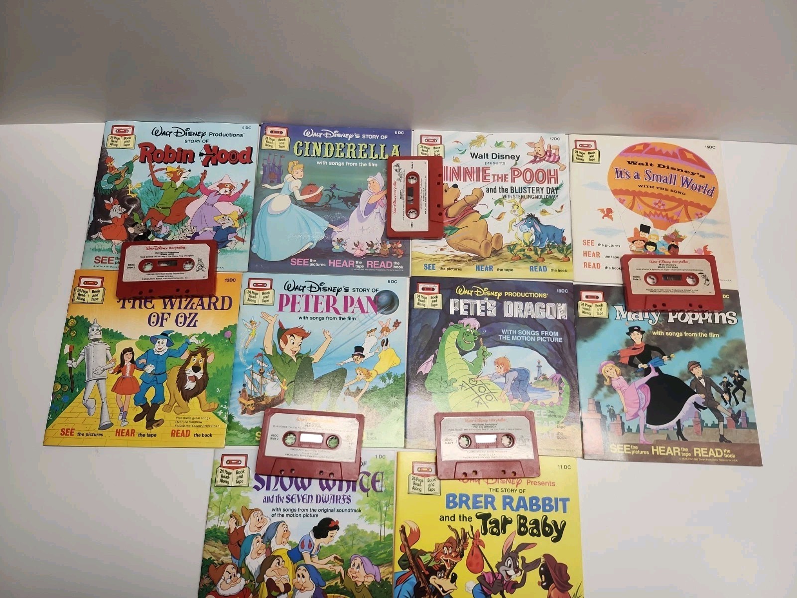 Vintage Disney See Hear Read Along Book Cassette Tape Lot Of 10 Peter Pan Pooh