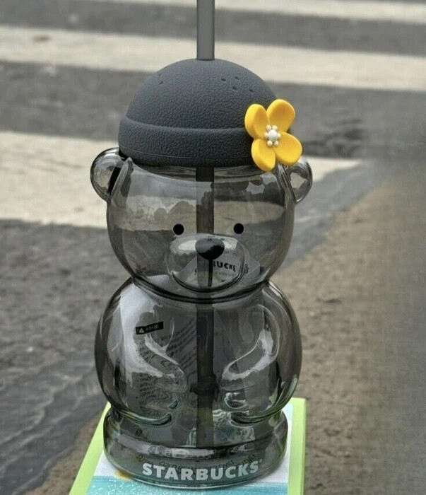 Starbucks  Summer Little Bear Glass Straw Cup Cute Large-capacityTumbler Gift
