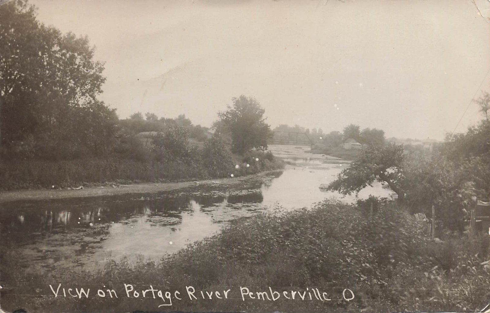 LP14   Pemberville Ohio Portage River View 1908 Leiter  RPPC Postcard