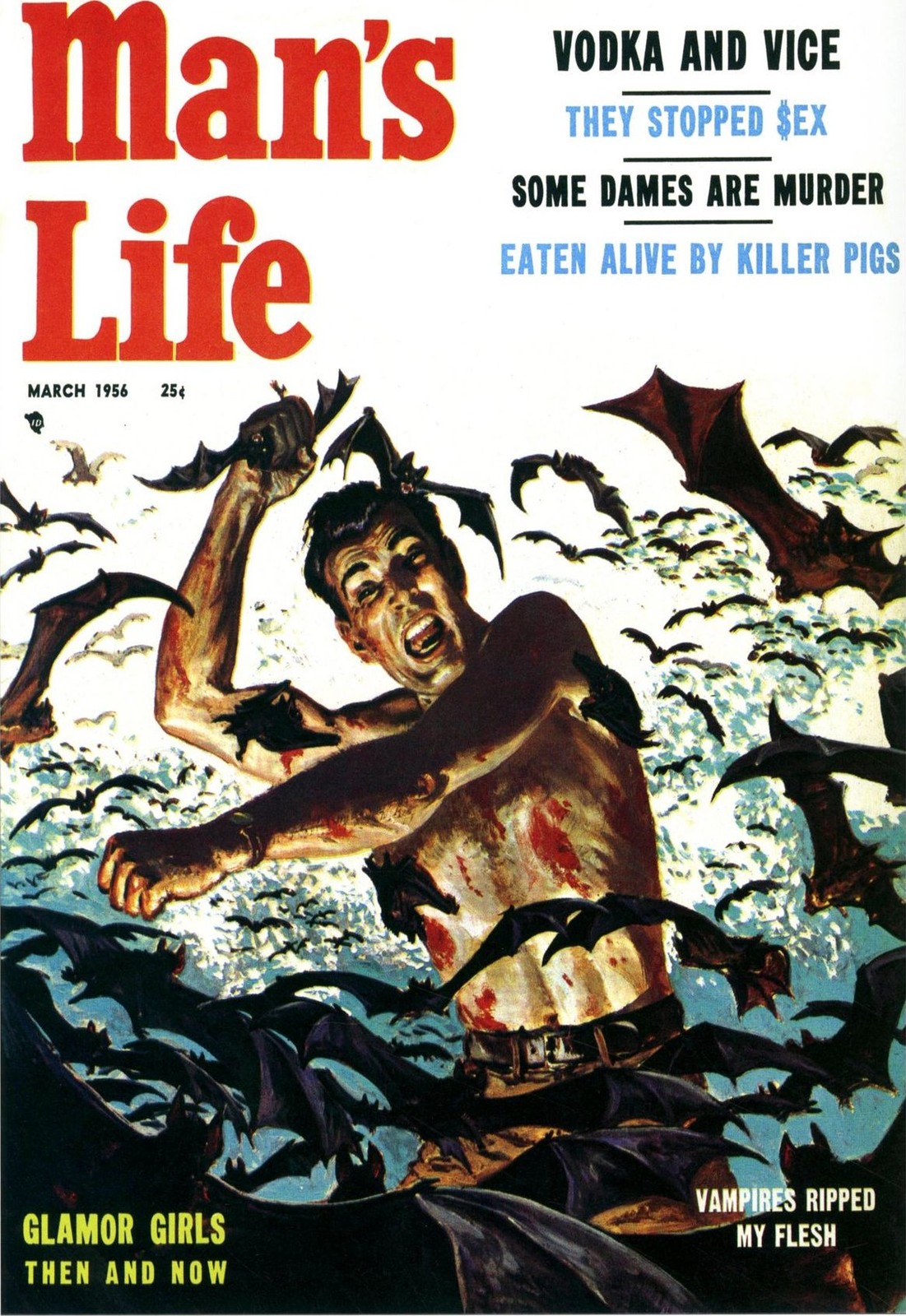 Man's Life (1956) Vintage Magazine Cover Poster 🦇 - Retro 24x36” Hi-Res💎 Print