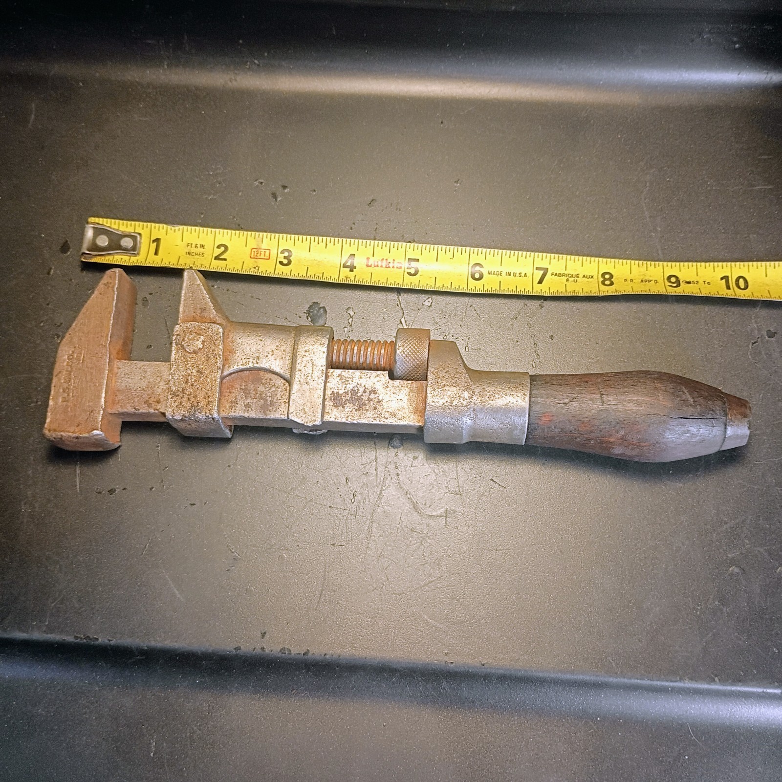 Antique 1890s-1910s P.S. & W. Co. Peck Stow & Wilcox Wood Handled Monkey Wrench