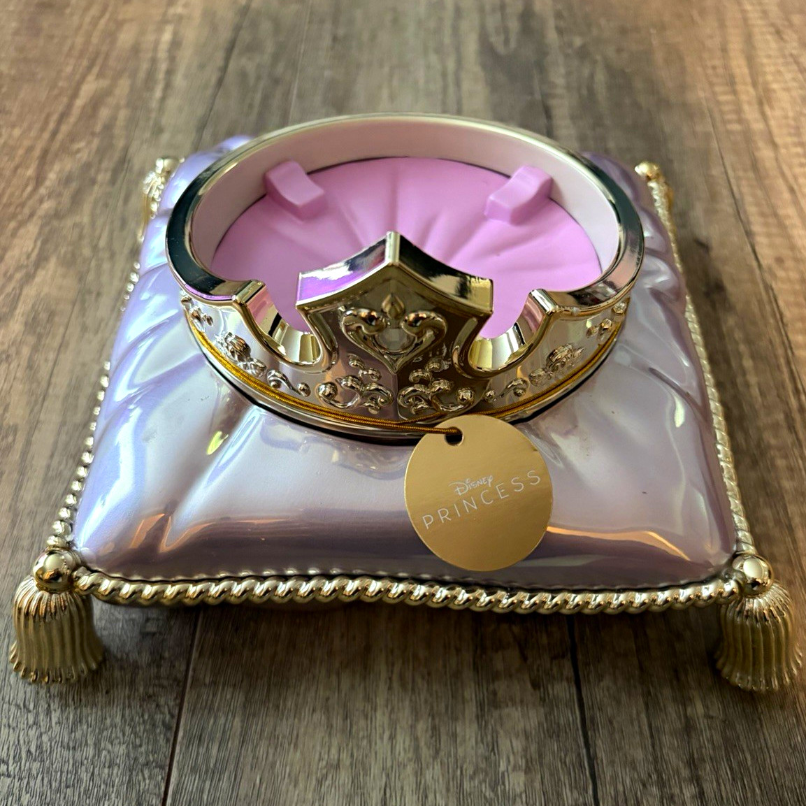 Disney Princess Crown Decorative Candle Holder with Pink Pillow Base