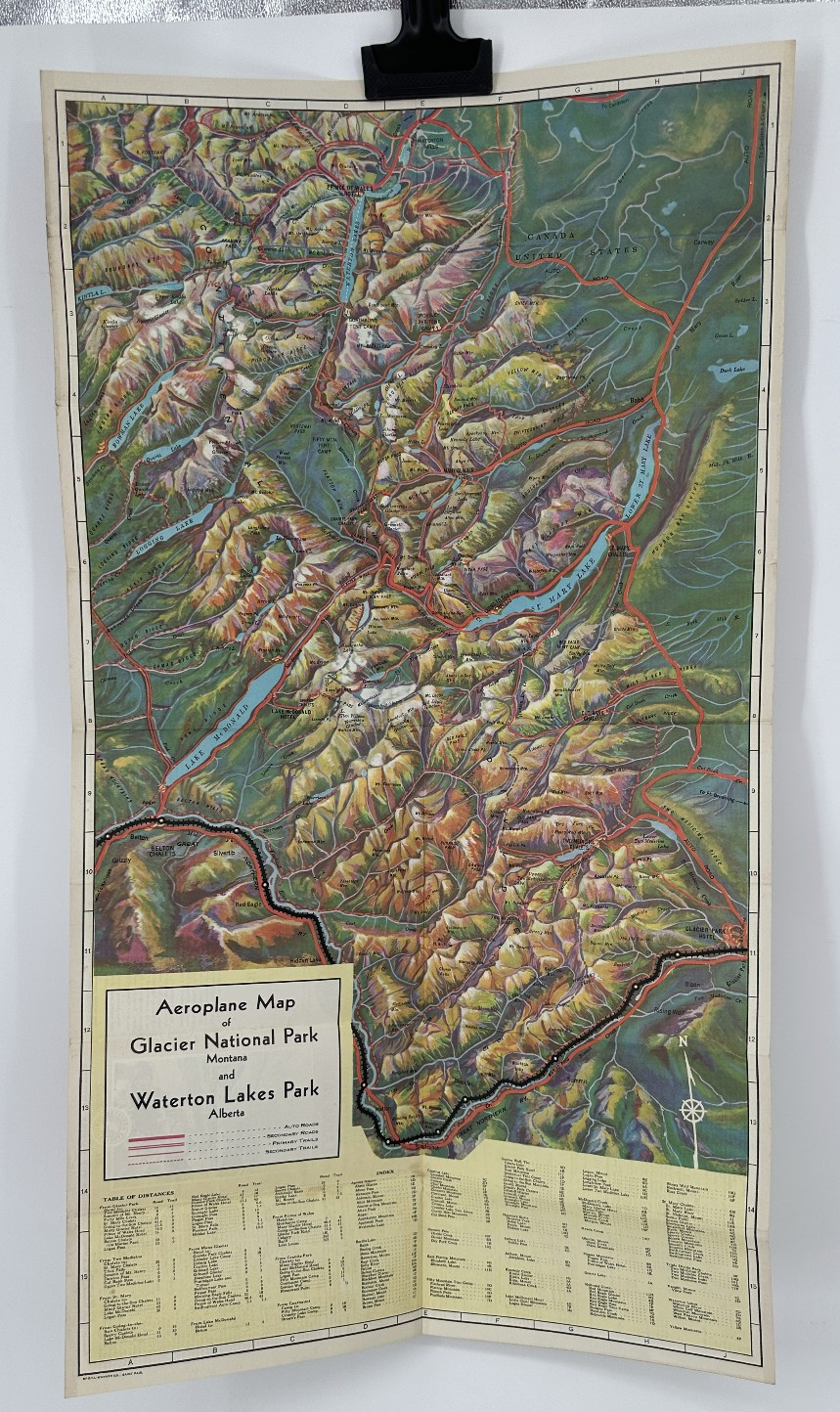 Circa 1930 Great Northwest Railway Aeroplane Map Glacier National Park Brochure